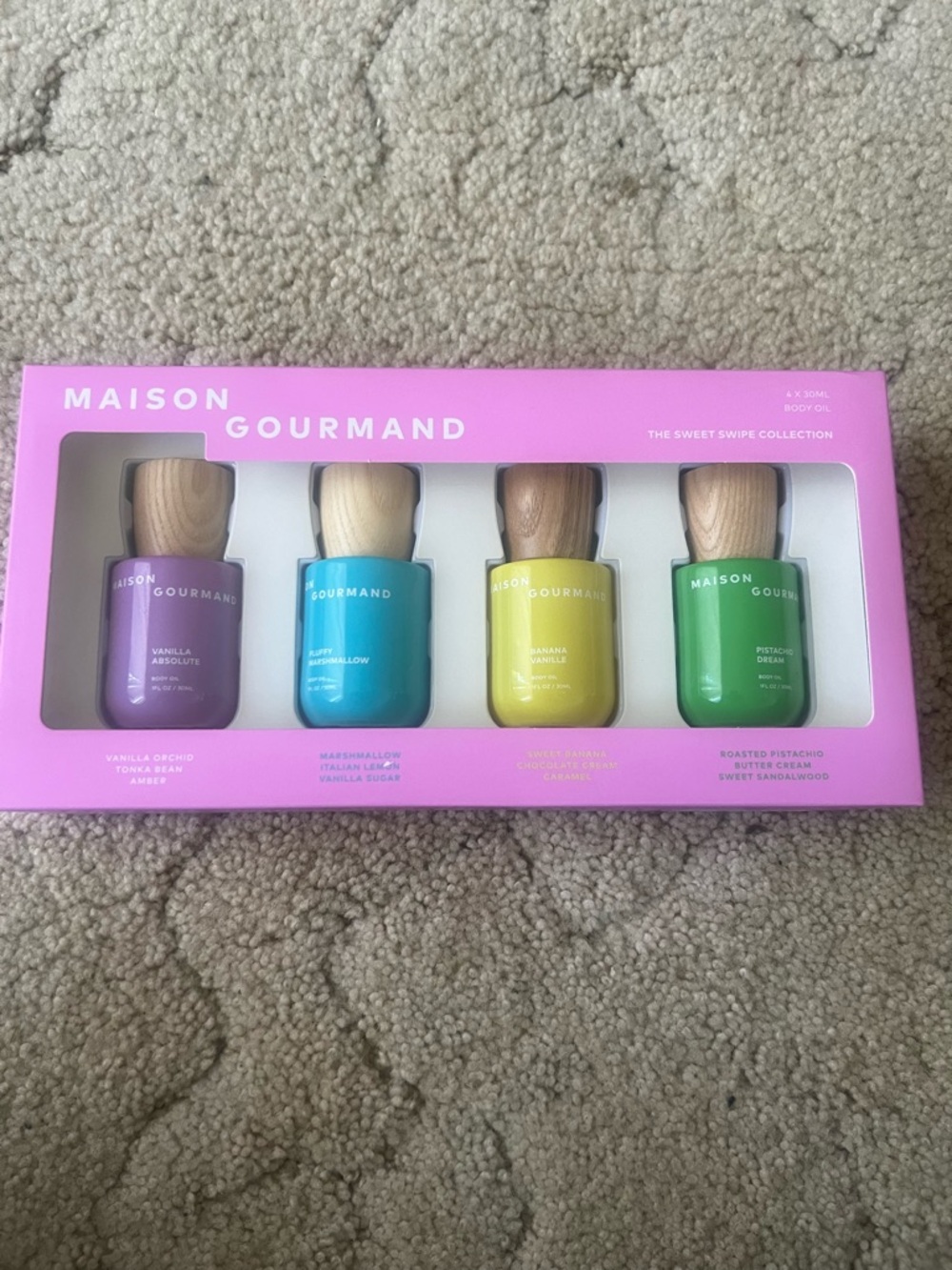 MAISON GOURMAND Sweet Swipe Collection 4PCS Colorful Mini Perfume Bottles 1FL OZ
